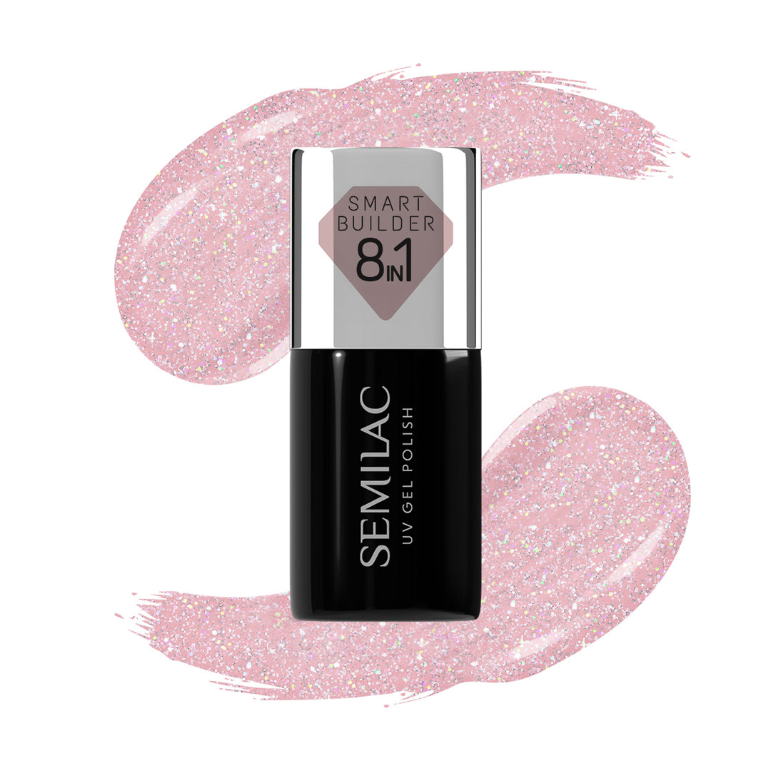 805 Semilac SMART BUILDER GLITTER DIRTY NUDE ROSE 7 ML