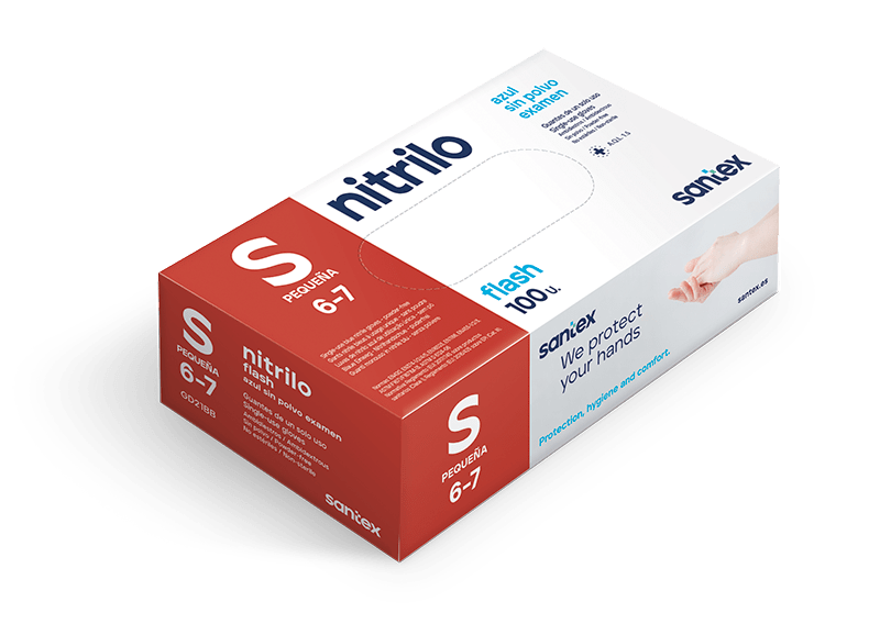 GUANTES NITRILO FLASH S - AZUL 100 unidades