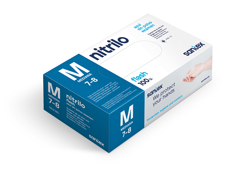 GUANTES NITRILO FLASH M - AZUL 100 unidades