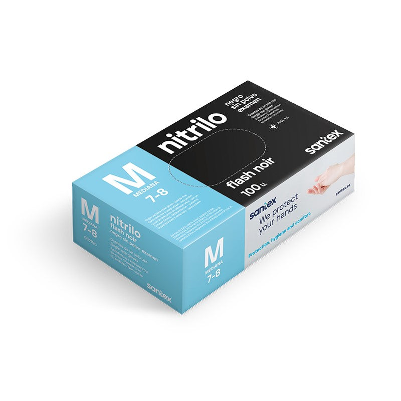 GUANTES NITRILO FLASH NOIR M - NEGROS 100 unidades