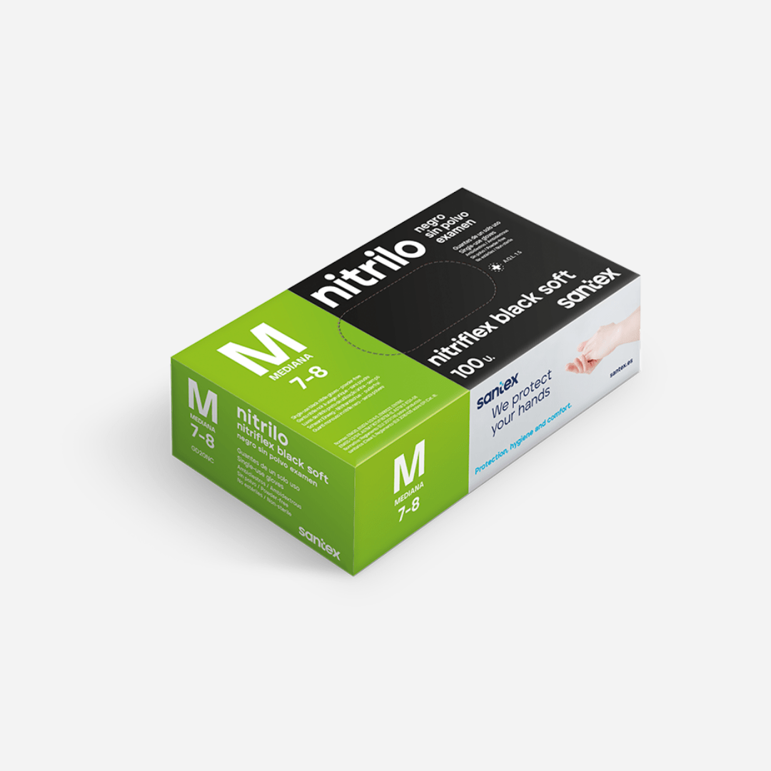 GUANTES NITRILO NITRIFLEX NEGROS M - 100 unidades