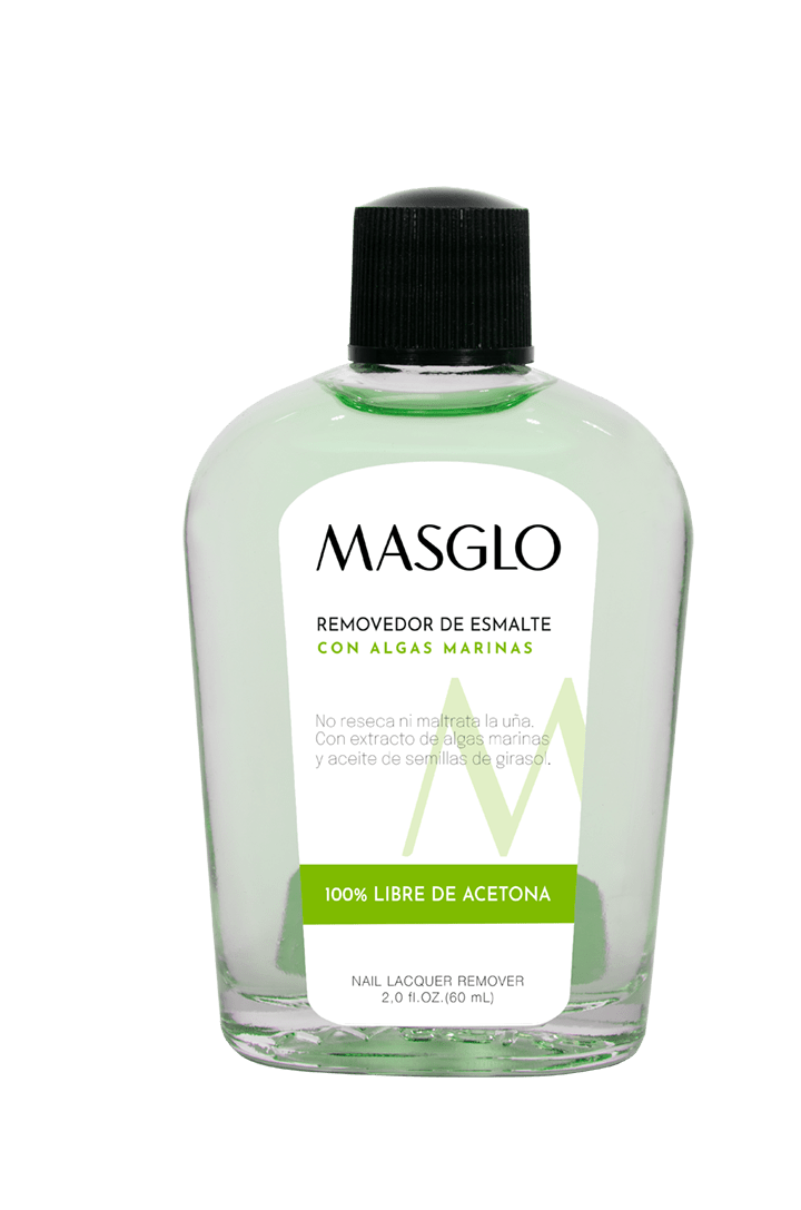 Removedor de Esmalte Clásico MASGLO con ALGAS MARINAS 60 ML