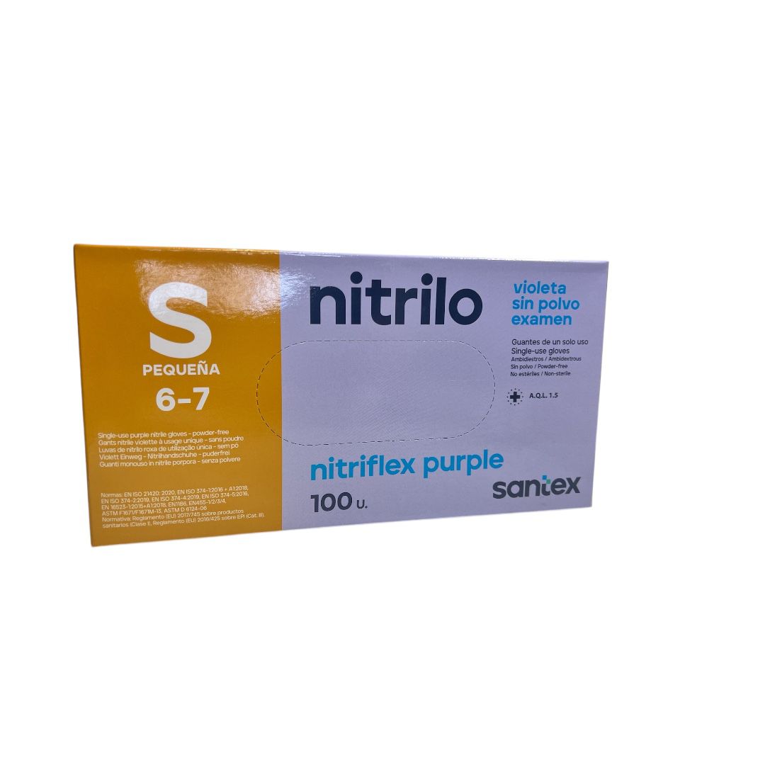GUANTES NITRILO NITRIFLEX VIOLETA S - 100 unidades