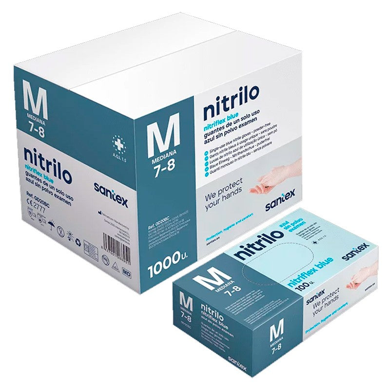 GUANTES NITRILO NITRIFLEX AZUL M - 100 unidades