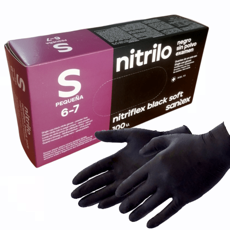 GUANTES NITRILO NITRIFLEX NEGROS S - 100 unidades