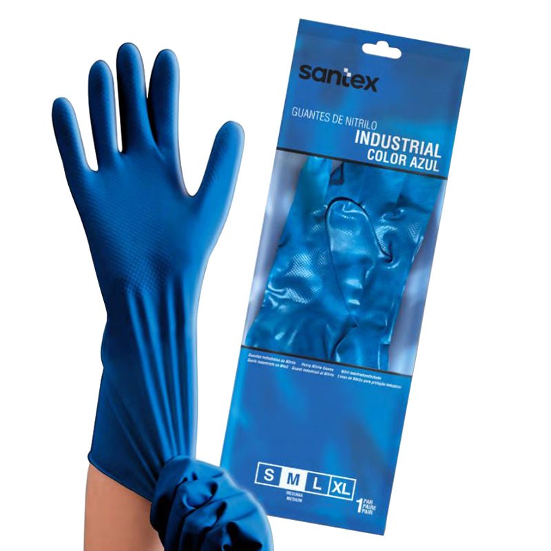 GUANTES LÁTEX SATINADOS M - AZUL 1 par