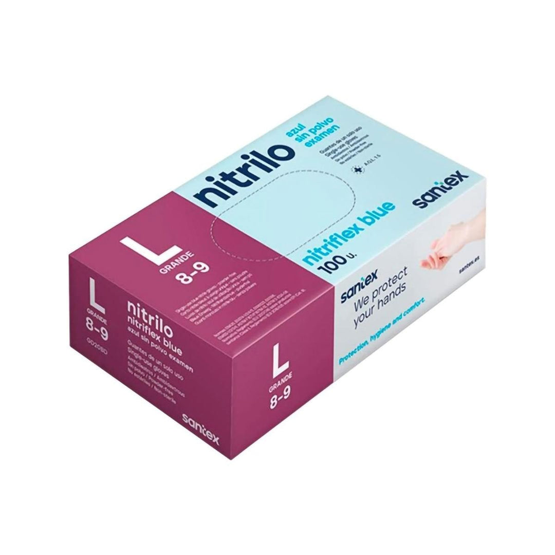 GUANTES NITRILO NITRIFLEX AZUL L - 100 unidades