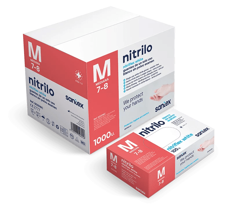 GUANTES NITRILO NITRIFLEX BLANCOS M - 100 unidades