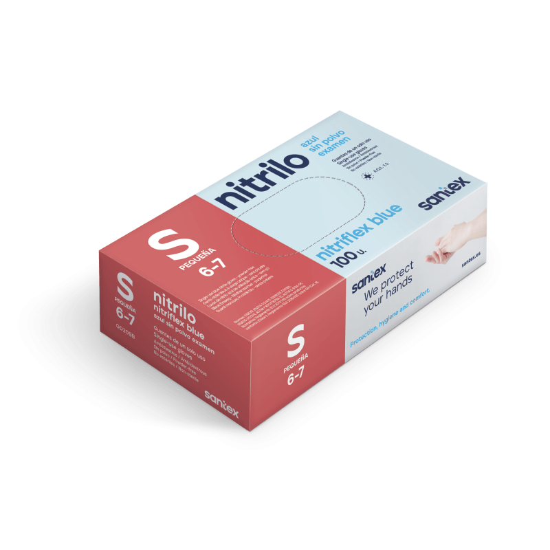GUANTES NITRILO NITRIFLEX AZUL S - 100 unidades