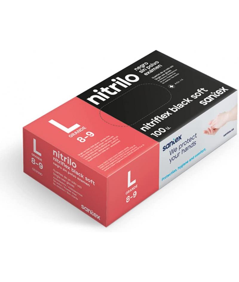 GUANTES NITRILO NITRIFLEX NEGROS L - 100 unidades