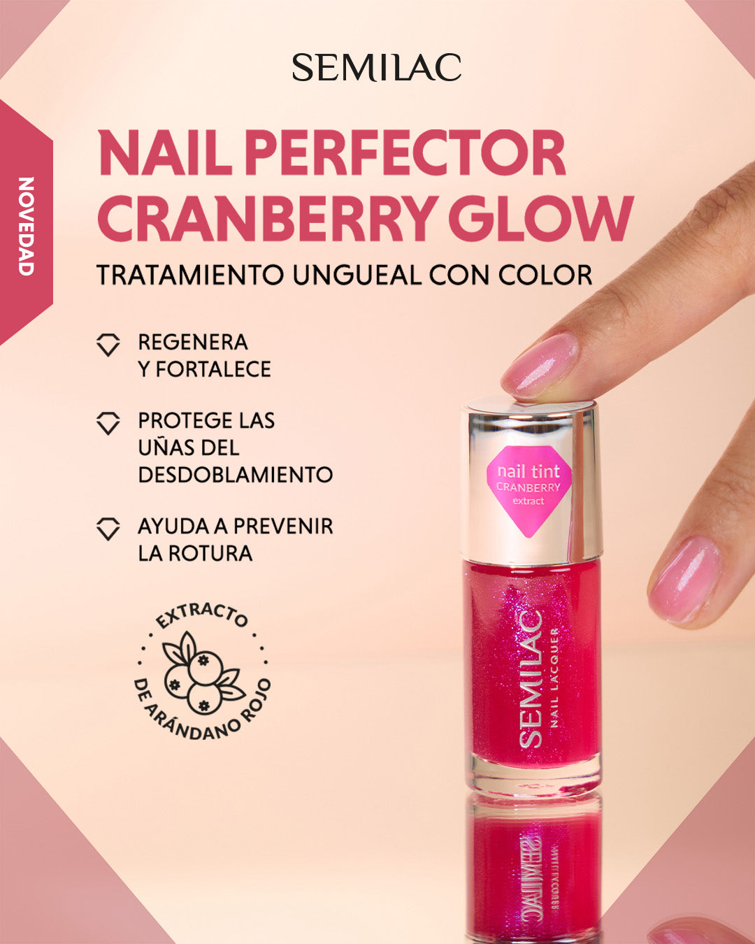 Esmalte Clásico Nail Perfector Cranberry Glow Semilac 9 ml