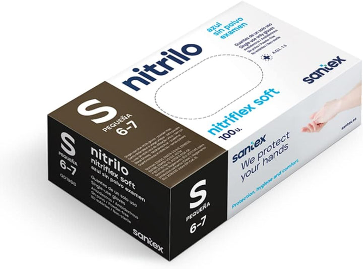GUANTES S NITRILO AZUL SIN POLVO - 100 unds