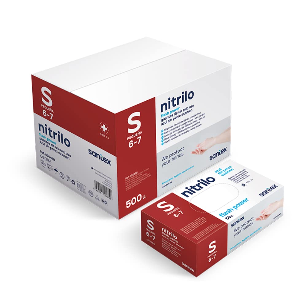 GUANTES FLASH POWER NITRILO S AZUL SIN POLVO - 50 unds
