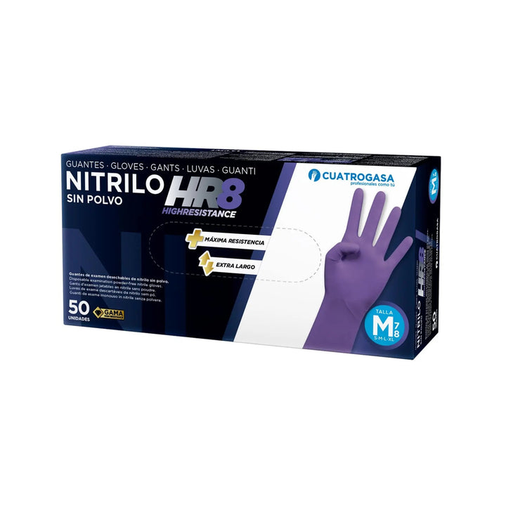 GUANTES NITRILO HR8 MORADOS SIN POLVO 50 unds
