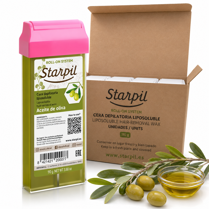 Caja Cera roll-on Starpil Aceite de oliva 110g - 20 unds