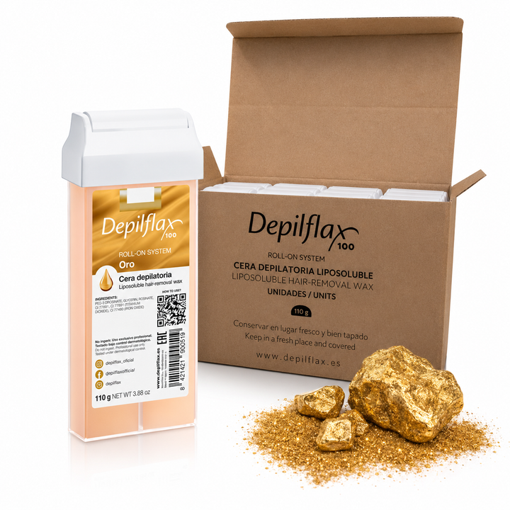 Caja Cera Roll-on DEPILFLAX Oro 110g - 20 unds
