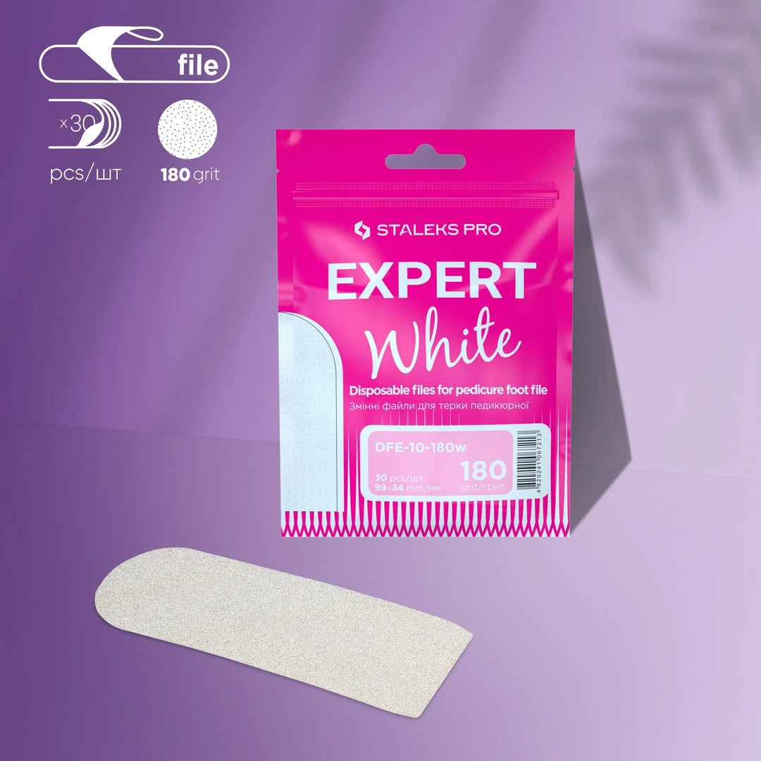 Limas desechables blancas pedicura EXPERT 10 (30 uds)