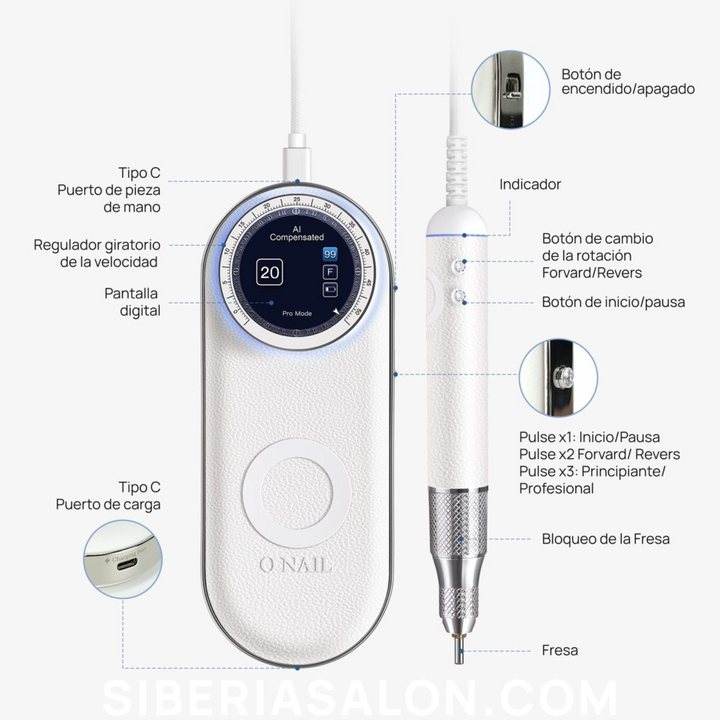 Micromotor O’Nail 50.000 RPM con IA