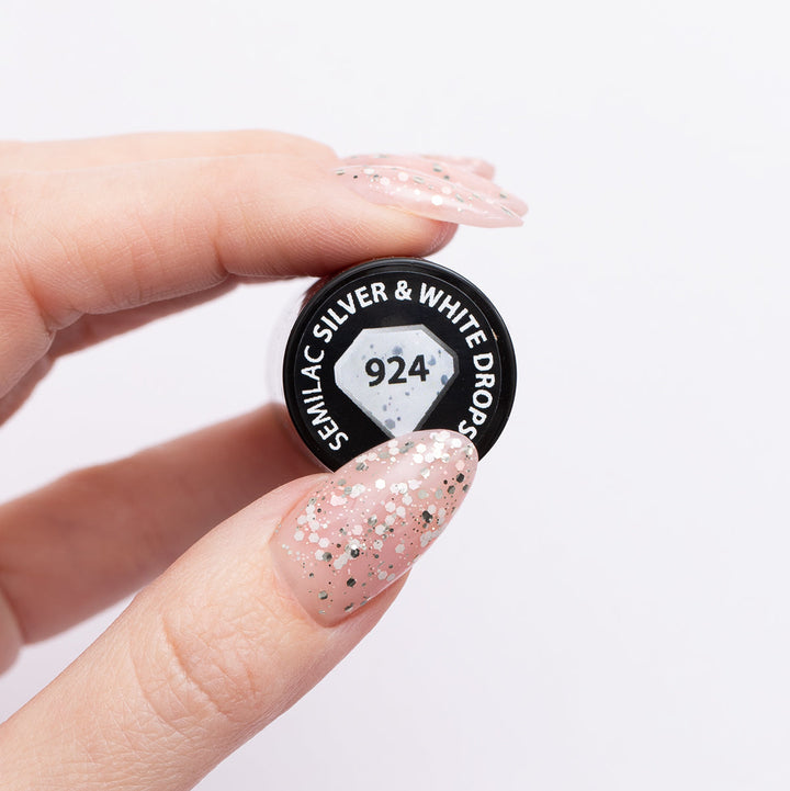 924 Semilac Silver & White Drops 7ml