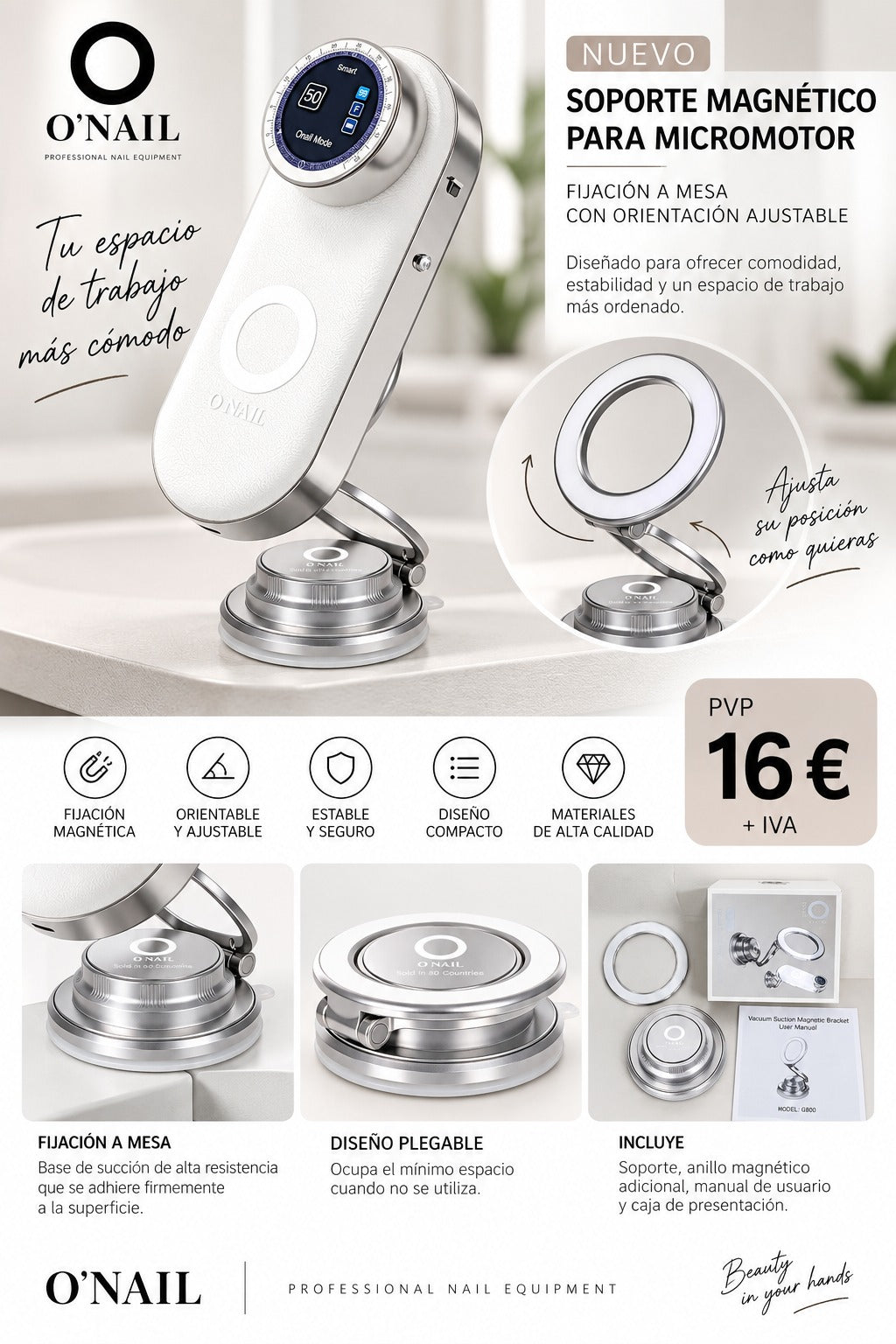 Soporte Magnético O’Nail para Micromotor de Uñas