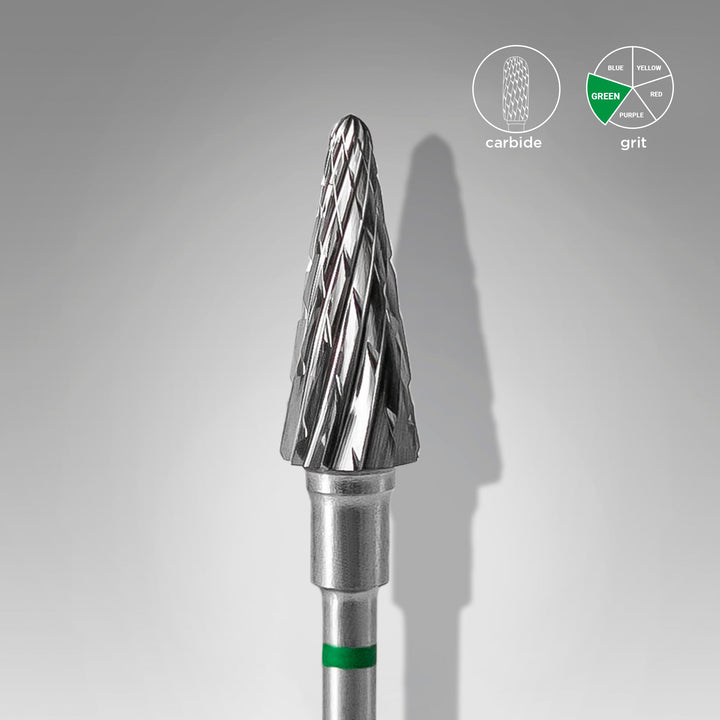 Fresa Staleks de carburo, "CONO" verde, diámetro 6 mm
