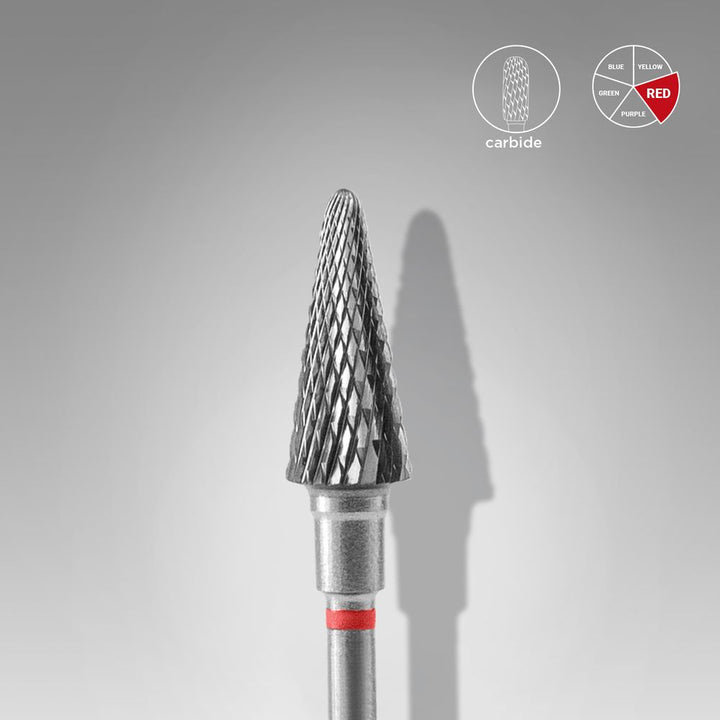 Fresa Staleks de carburo "cono" ROJO diámetro 6 mm