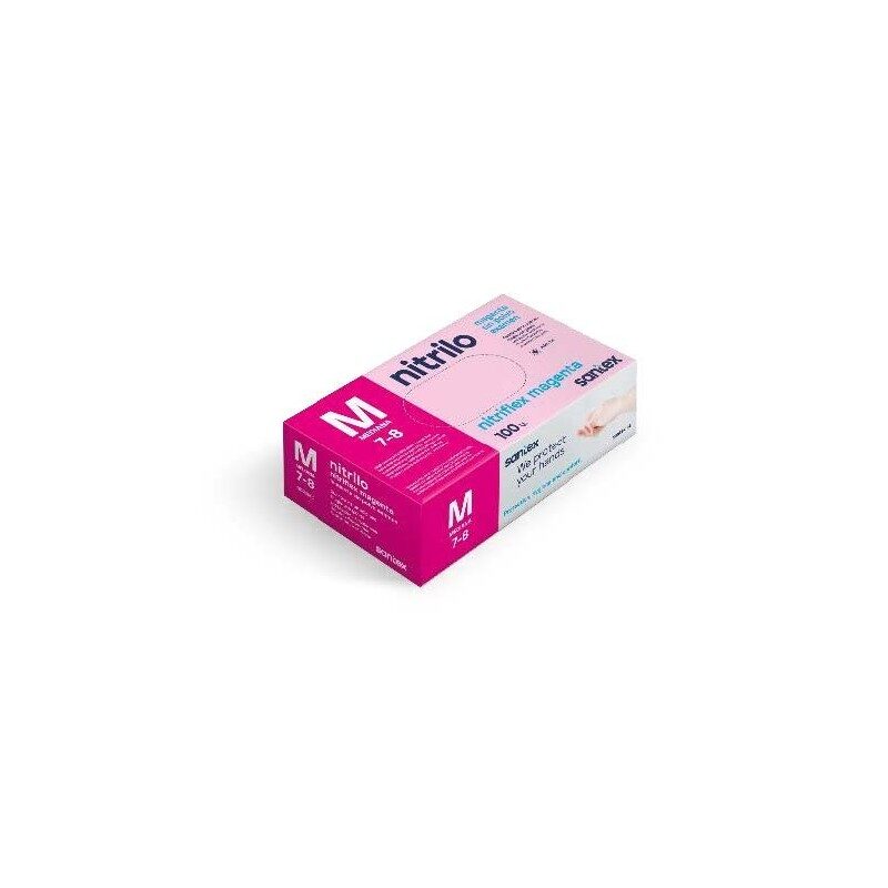 GUANTES NITRILO NITRIFLEX MAGENTA M - 100 unds