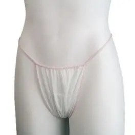 Tanga Mini Polipropileno Blanco con Ribete Rosa Bolsa 25 unds. Ref.253-TI