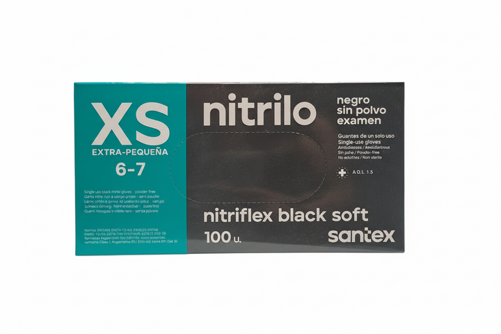 GUANTES NITRILO NITRIFLEX NEGROS XS - 100 unidades