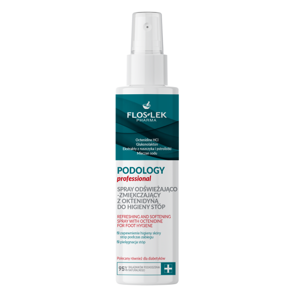 FLOSLEK PODOLOGY Professional Refreshing and Softening Spray with Octenidine for Foot Hygiene 225 ml